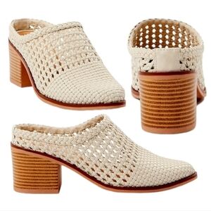 Time and Tru Cream Woven Mules